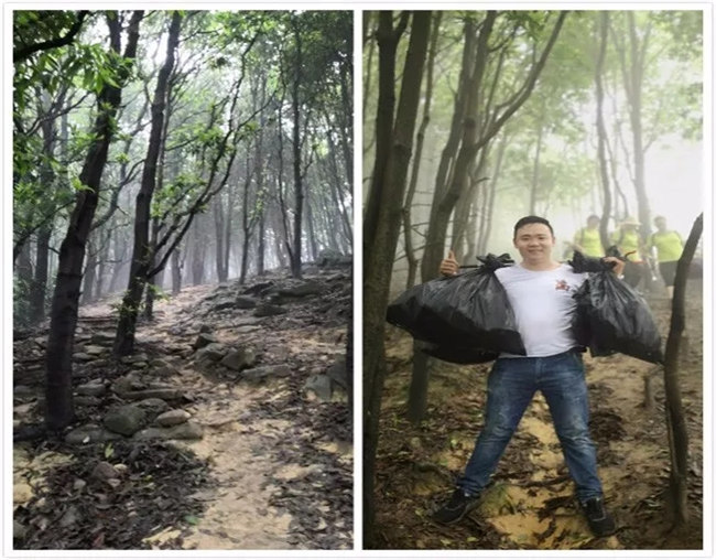 博皓人所到之處,皆無垃圾,滿滿當當的袋子