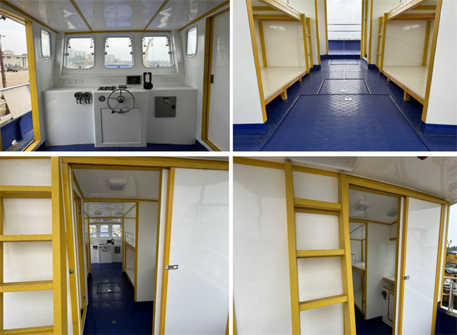 沒(méi)有用任何木材的玻璃鋼漁船,全部用玻璃纖維代木替代